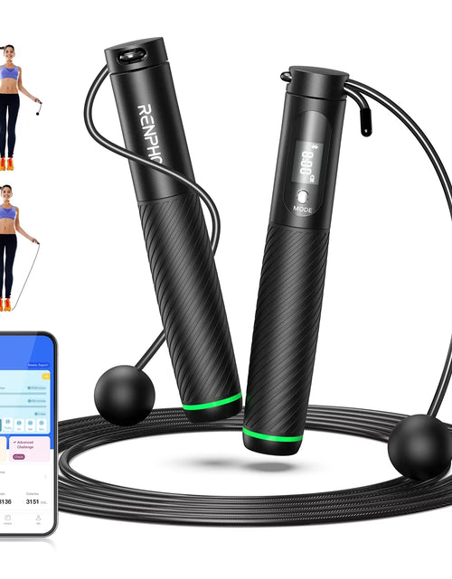 Încărcați imaginea în vizualizatorul Galerie, 9FT Adjustable Smart Jump Rope with Count Time Calorie Analysis , Black
