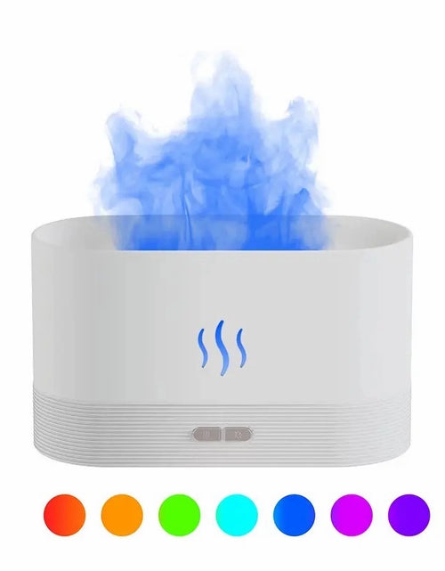 Încărcați imaginea în vizualizatorul Galerie, Ultrasonic Humidifier with 7 Colors Flame Lights,Essential Oil Diffuser,White
