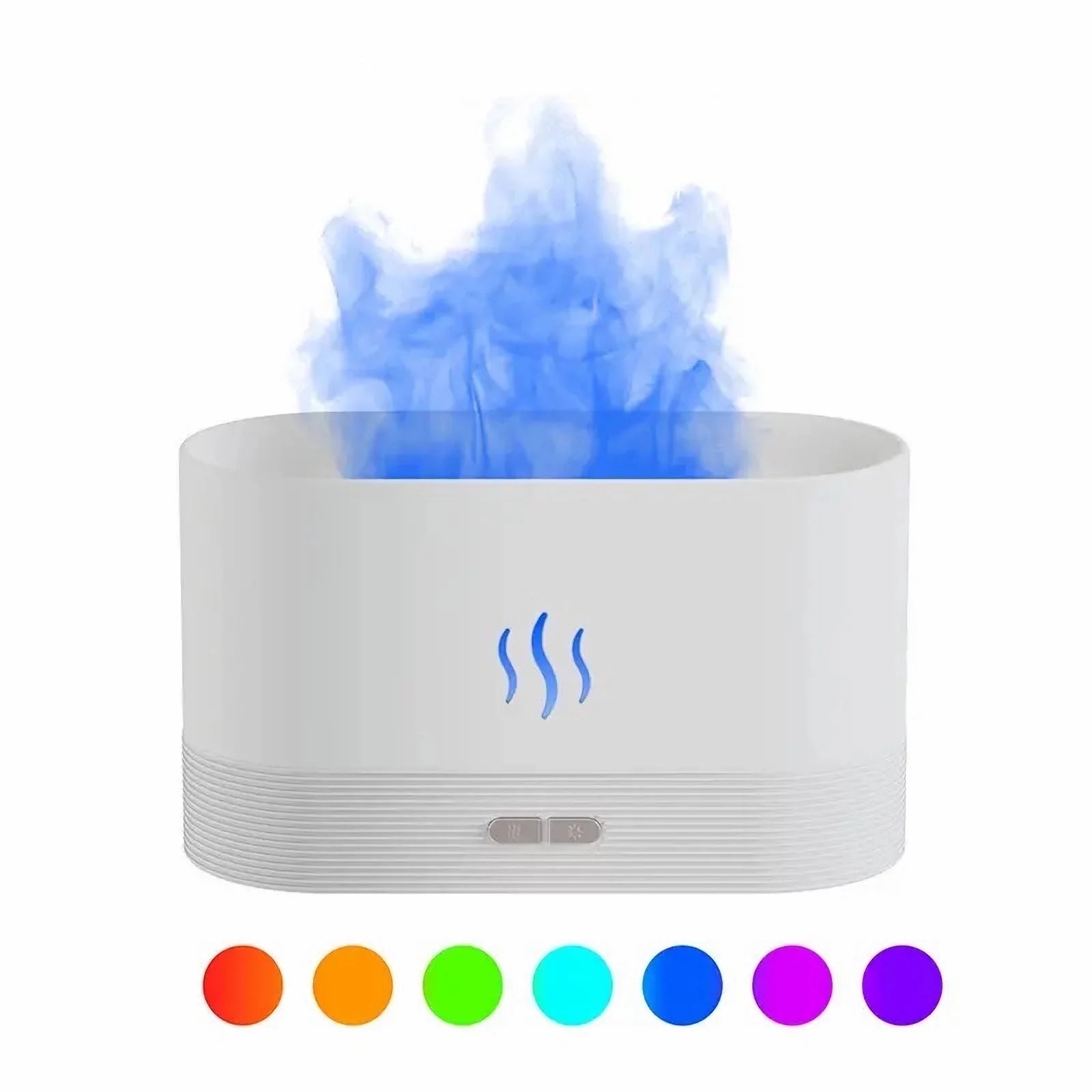 Ultrasonic Humidifier with 7 Colors Flame Lights,Essential Oil Diffuser,White