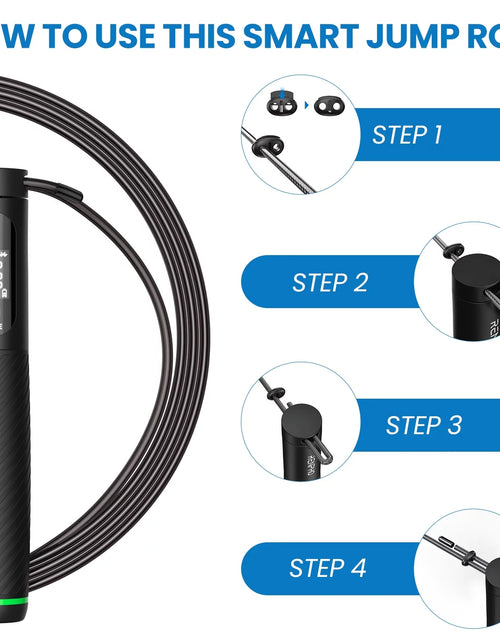 Încărcați imaginea în vizualizatorul Galerie, 9FT Adjustable Smart Jump Rope with Count Time Calorie Analysis , Black
