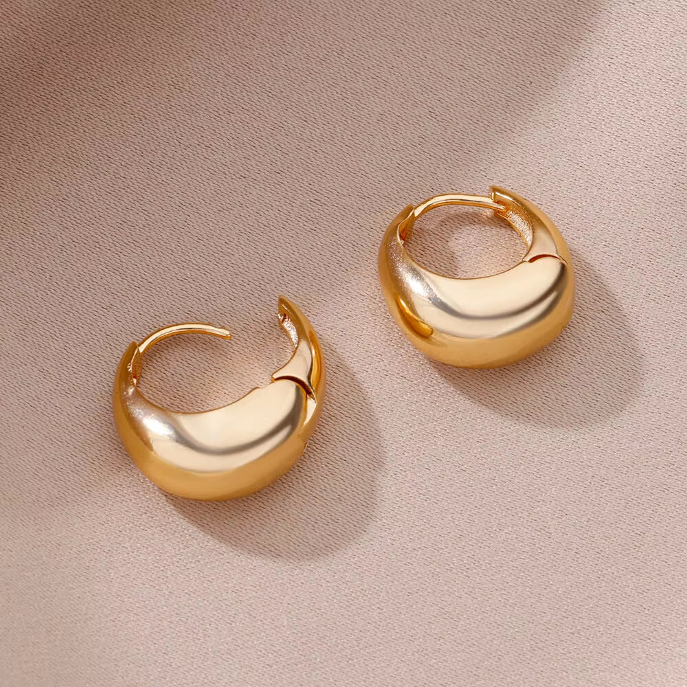 U Shape Hoop Earrings for Women Smooth Gold Plated Stainless Steel Earrings Female Classic Statement Wedding Ear Jewelry Aretes