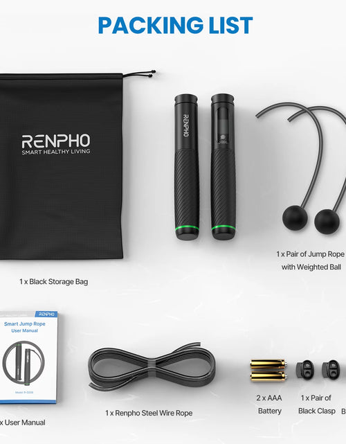 Încărcați imaginea în vizualizatorul Galerie, 9FT Adjustable Smart Jump Rope with Count Time Calorie Analysis , Black
