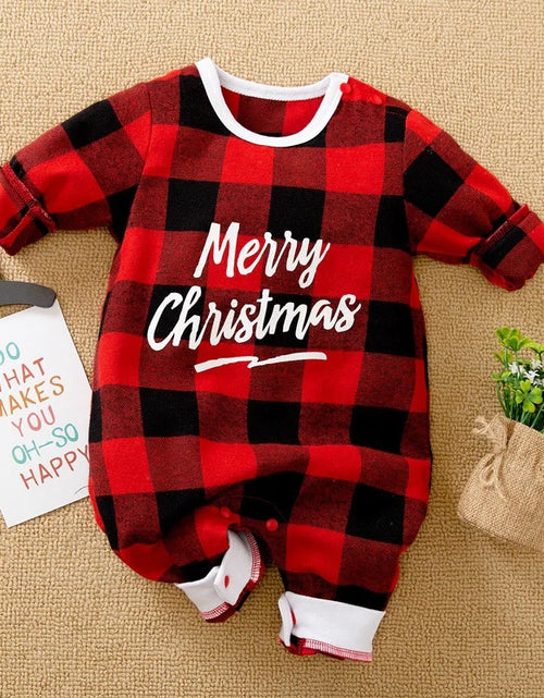 Load image into Gallery viewer, Toddler Boys Girls Rompers Kids Baby New Year Costume Christmas Claus Red Jumpsuits + Hats 2Pcs Cotton Outfits for Newborn 0-24M
