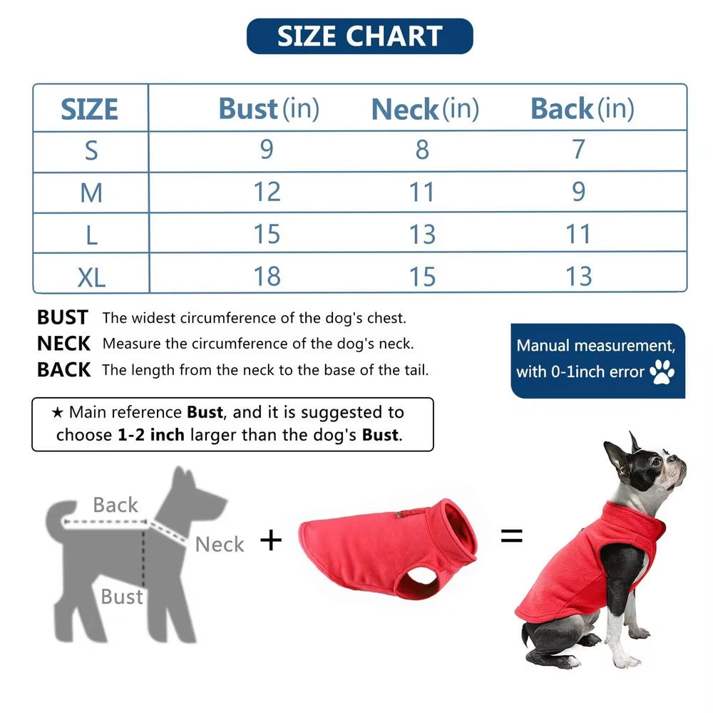 Pet Dog Warm Coat Fleece Jacket Jumper Sweater Winter Clothes Puppy Vest Outfits