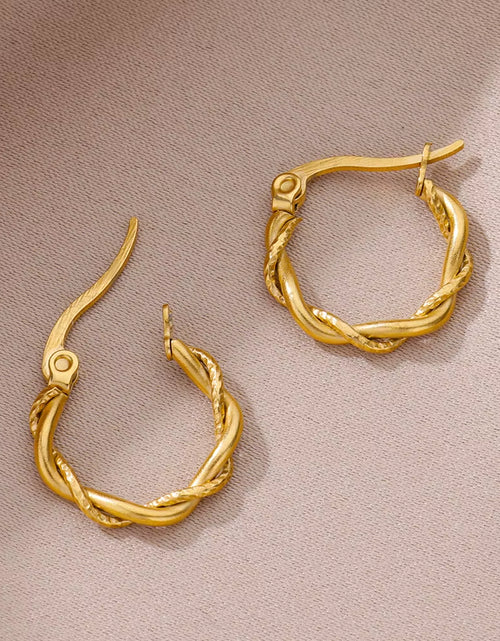 Load image into Gallery viewer, U Shape Hoop Earrings for Women Smooth Gold Plated Stainless Steel Earrings Female Classic Statement Wedding Ear Jewelry Aretes
