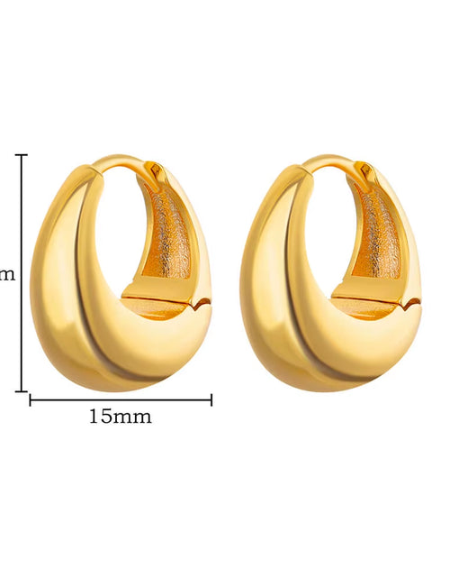 Load image into Gallery viewer, U Shape Hoop Earrings for Women Smooth Gold Plated Stainless Steel Earrings Female Classic Statement Wedding Ear Jewelry Aretes
