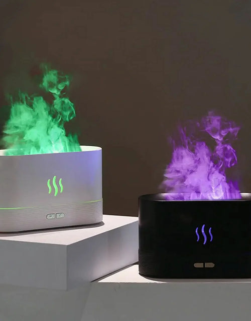 Încărcați imaginea în vizualizatorul Galerie, Ultrasonic Humidifier with 7 Colors Flame Lights,Essential Oil Diffuser,White
